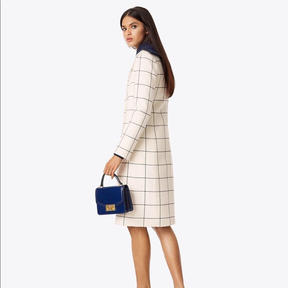 Tory Burch Holt Ivory/Cream Windowpane Coat - Picture 3 of 7